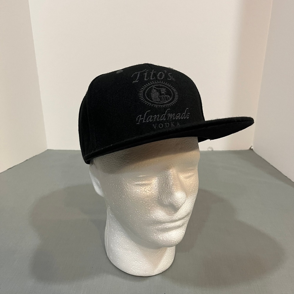 Tito's Handmade Vodka Hat Mens Black Snapback Austin Texas Flat Brim Cap